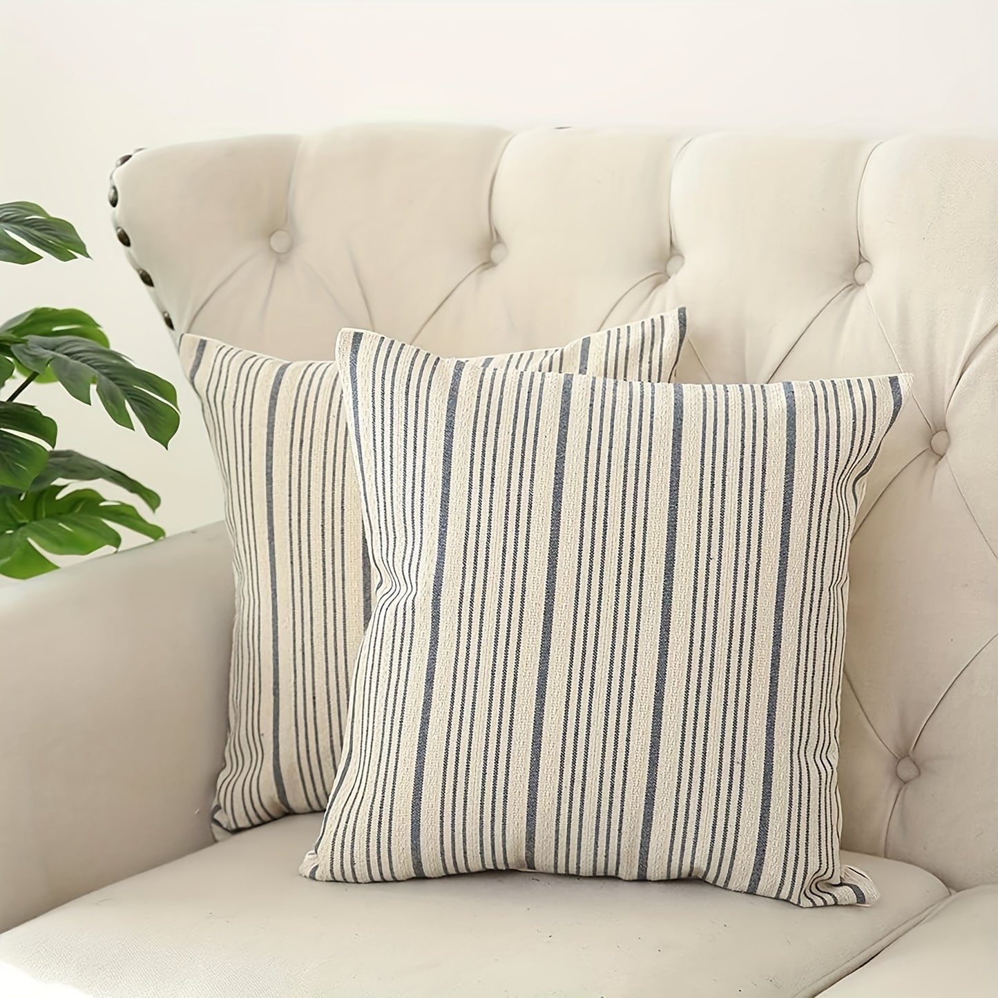 Minimalist Black & White Striped Linen Pillow Cover – Classic Stripe, 18" x 18"