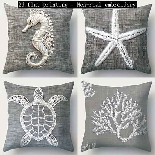 Seahorse, turtle, coral & Starfish Pillow Covers