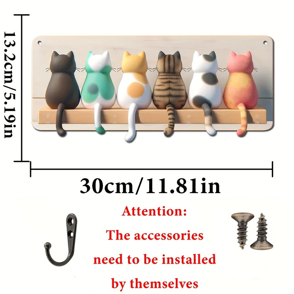 Modern Cat Wall-Mounted Key Hook – Minimalist Silhouette Design, 5.2x11.8