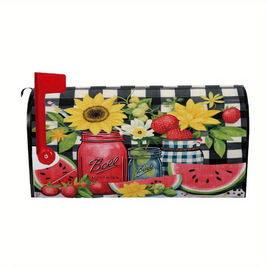 Magnetic Sunflowers, Mason Jars & Summer Fruits Mailbox Cover