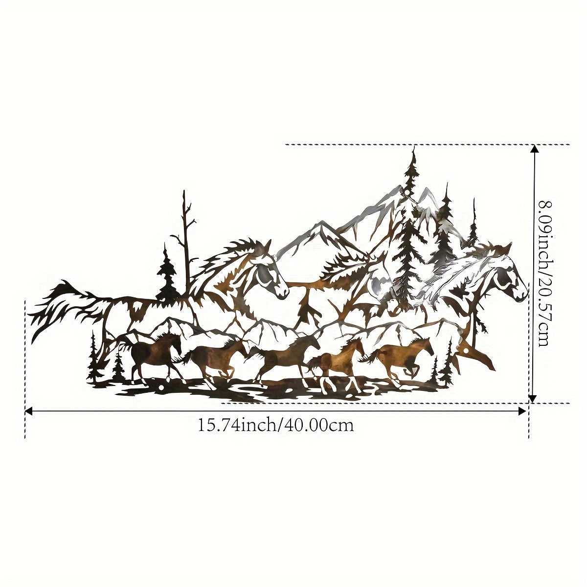 Fluid Motion Horse Metal Wall Art – Rustic Farmhouse Iron Décor, 16"x8"