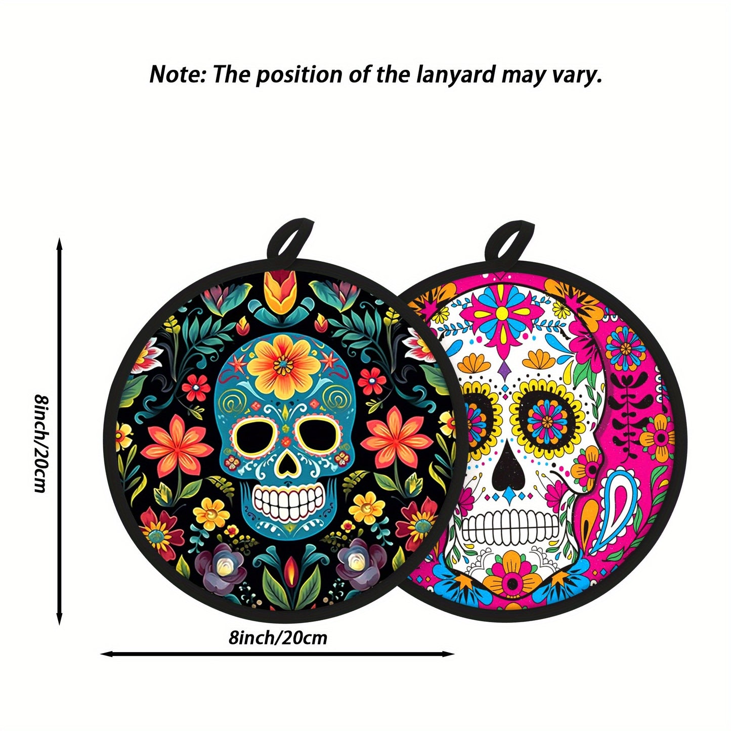 Sugar Skull Potholders – Double-Sided, Heat-Resistant 2-Piece Set