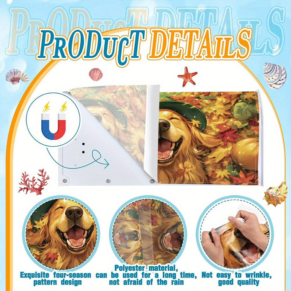 Autumn Golden Retriever Mailbox Cover – 21x18" Magnetic Fall Garden Décor