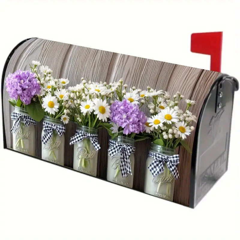 Spring Garden Flowers Mailbox Cover – Adjustable Buckle, 18"x21"
