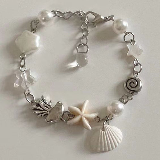 Shell, Starfish & Jellyfish with Pearl-Inspired Accents Bracelet