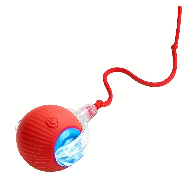 Interactive Rolling Cat Toy Ball with Tail Rope – USB Rechargeable