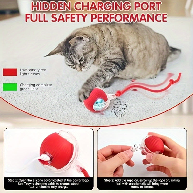 Smart Interactive Electric Cat Toy – Red, USB Rechargeable, Indoor & Outdoor