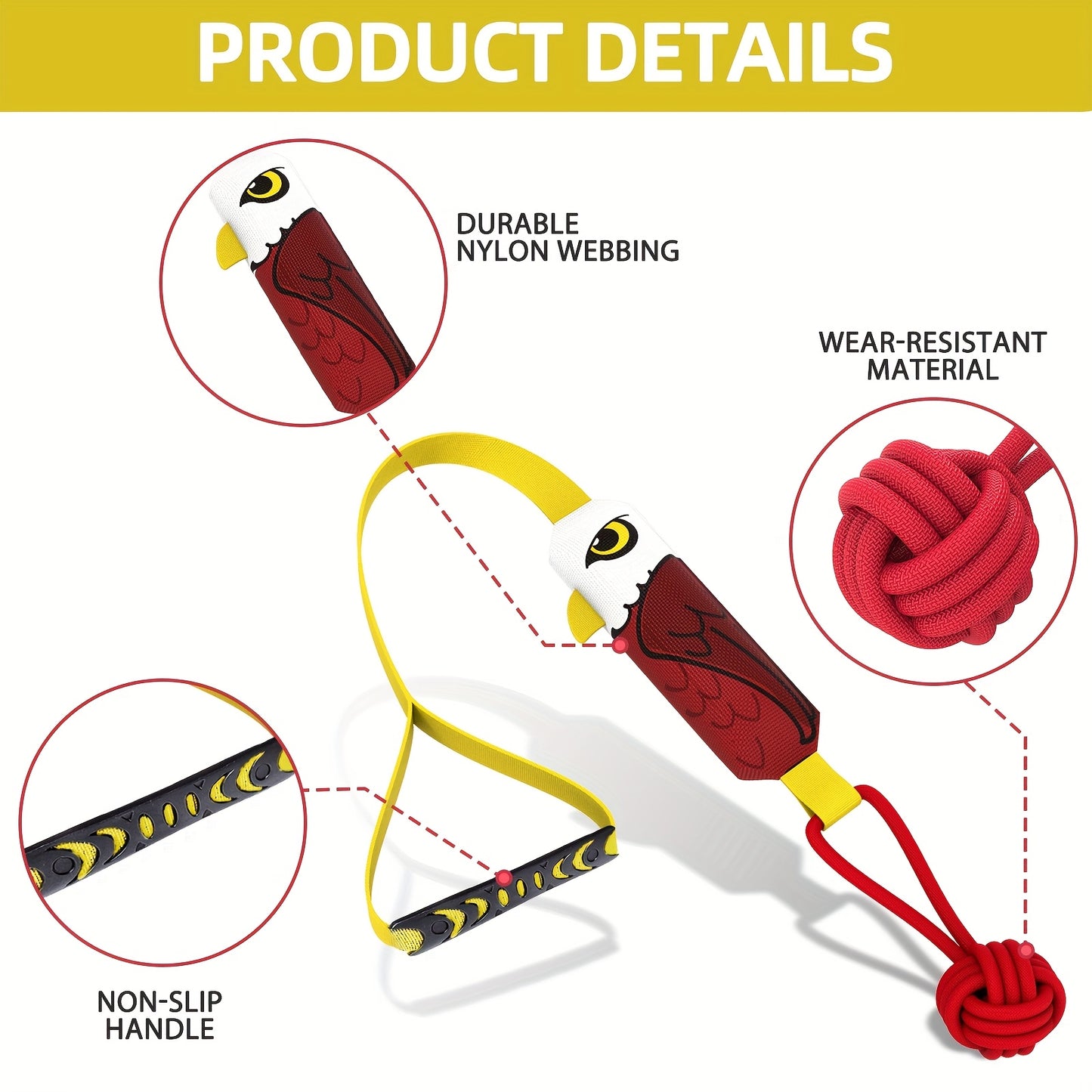 Squeaky Eagle Tug Toy – Durable Rope Pull Toy for Medium & Large Dogs