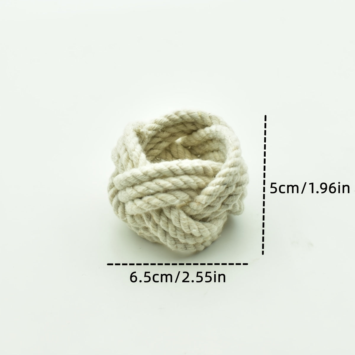 6-Piece Beige Rope-Braid Knot Napkin Holders
