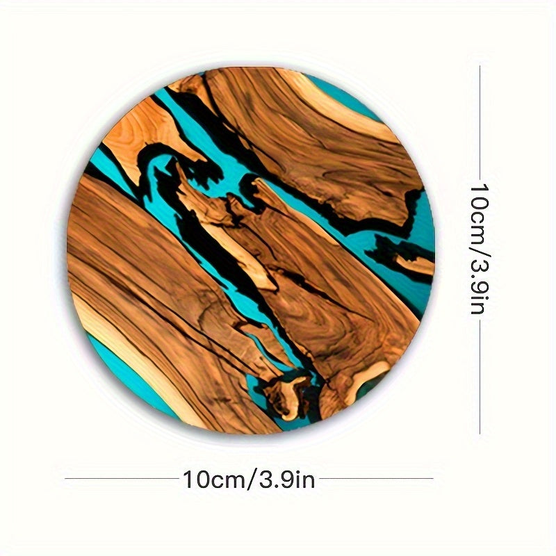 6-Piece Wood Grain Blue & Green Coasters
