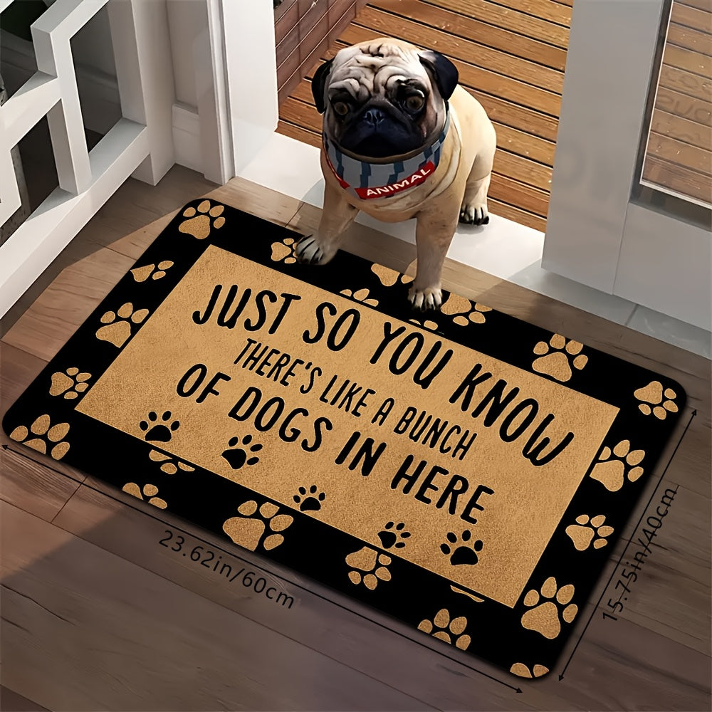 Soft Polyester Pet Mat for Small Dogs – “Just So You Know There’s Like a Bunch of Dogs in Here," 16x24"