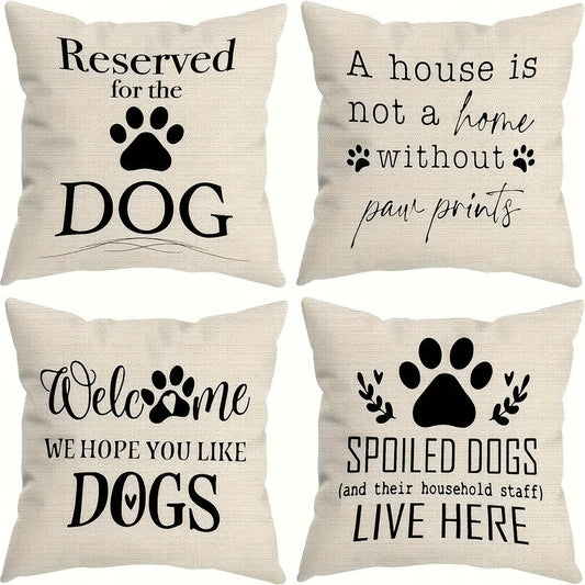 Whimsical Dog-Themed Pillow Covers – Linen Cushion Cases, 18x18"