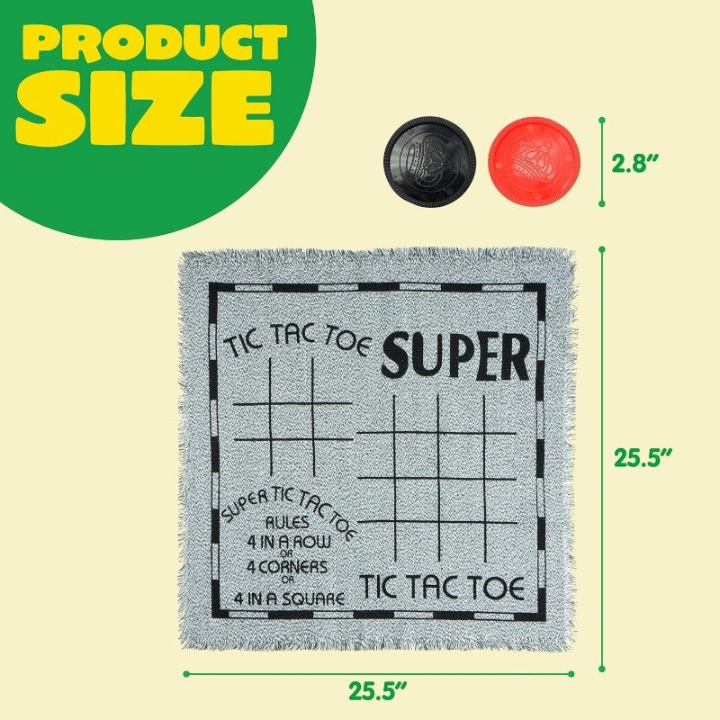 3-in-1 Giant Checkers & Tic-Tac-Toe Set – Reversible Mat for Indoor & Outdoor Fun