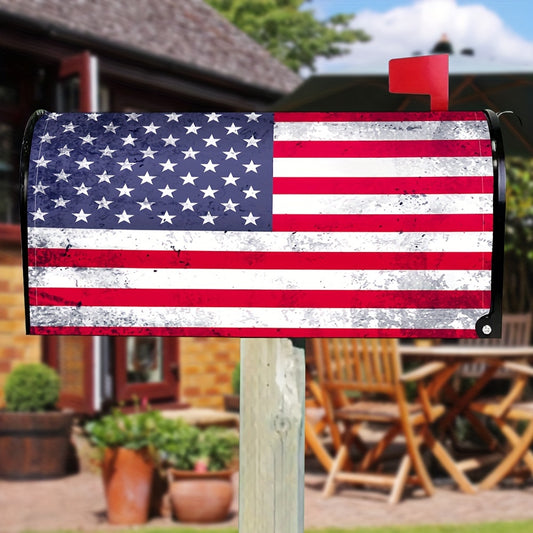 Patriotic American Flag Mailbox Cover – Distressed Vintage Design, 18x21"