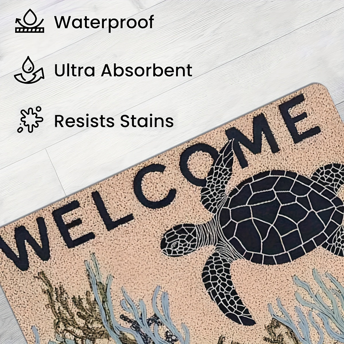 Sea Turtle & Coral Reef Coastal Welcome Mat – 2x2.5'