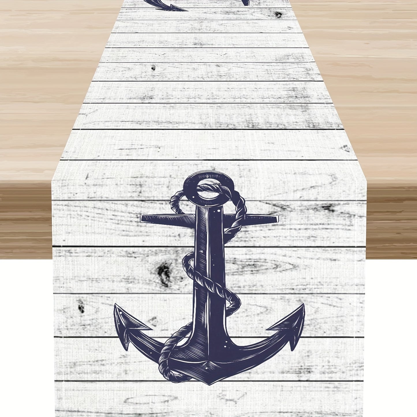 Distressed White Anchor Table Runner – Nautical Charm for Every Table (13x48/72)