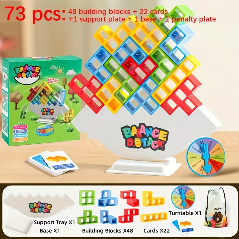Tetra-Inspired Balance Tower Game – 73-Piece Set, Desktop Puzzle & Family Fun, Ages 8+