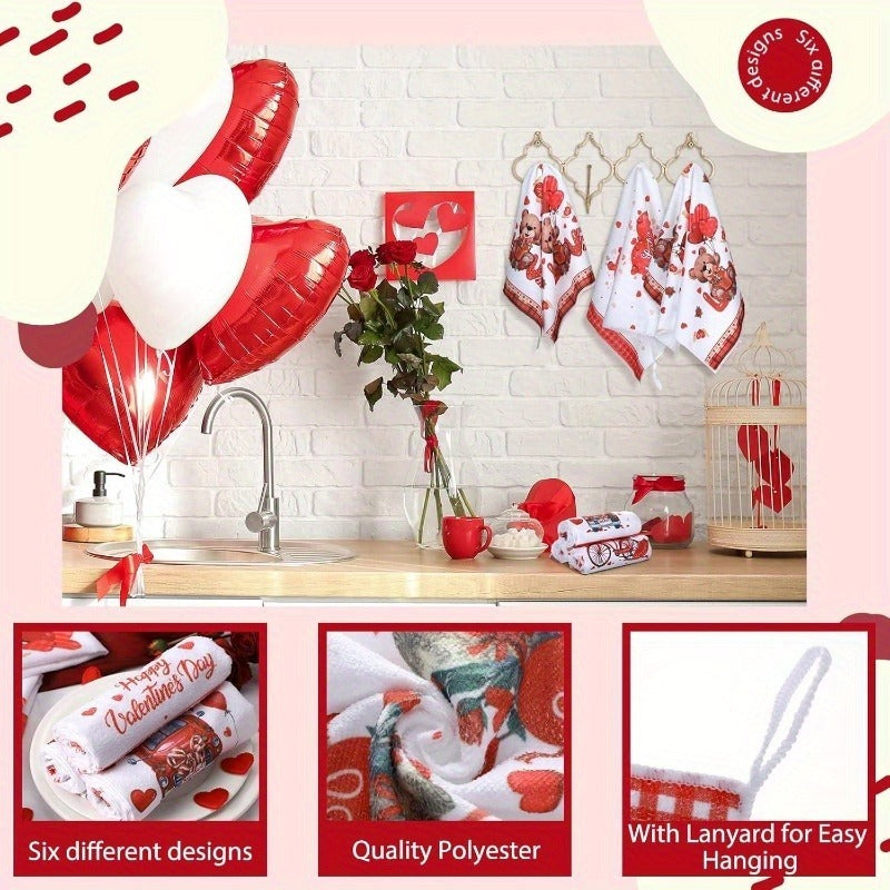 Charming 16x24 inch polyester kitchen towels featuring Valentine's Day gnomes, red trucks, and teddy bear designs for holiday décor – Coastal Pillows Plus.