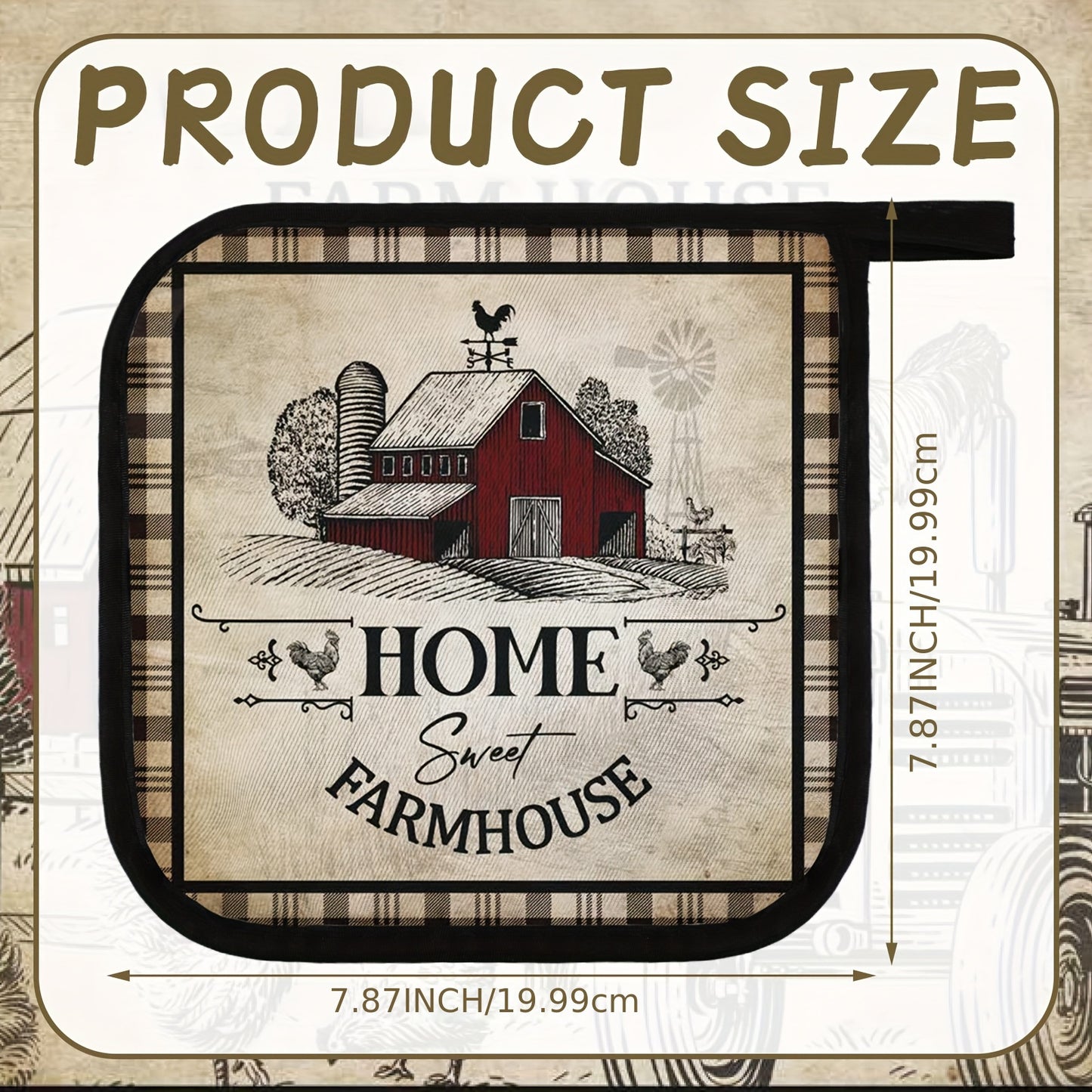 6 Sets of Vintage Rustic Pot Holders with Pockets – Heat-Resistant Kitchen Accessories