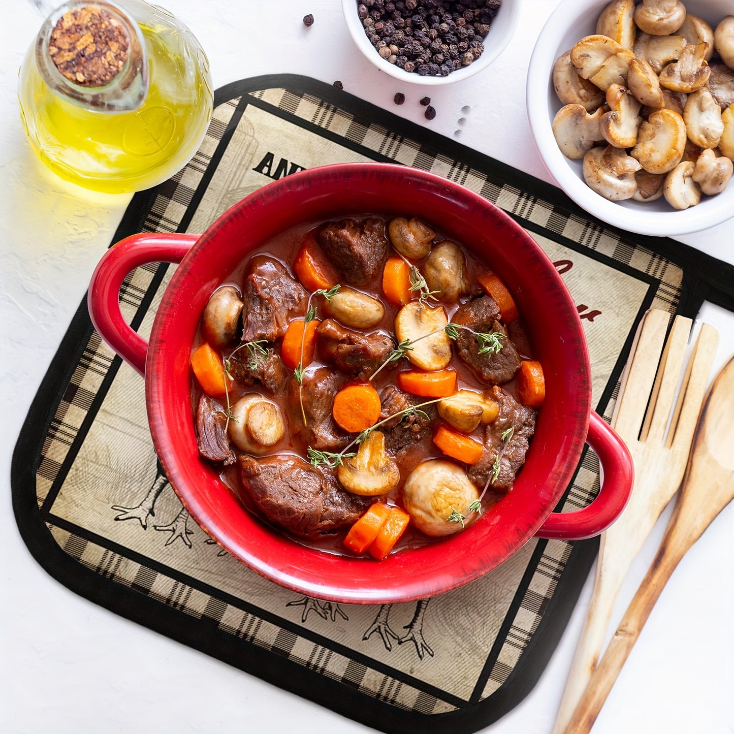 6 Sets of Vintage Rustic Pot Holders with Pockets – Heat-Resistant Kitchen Accessories