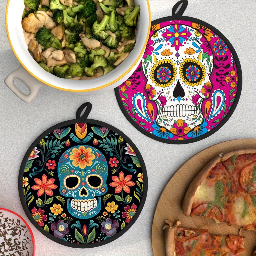 Sugar Skull Potholders – Double-Sided, Heat-Resistant 2-Piece Set