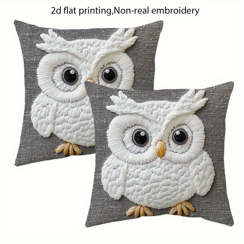 White Owl Pillow Cover – Farmhouse-Inspired Print Design, 16x16