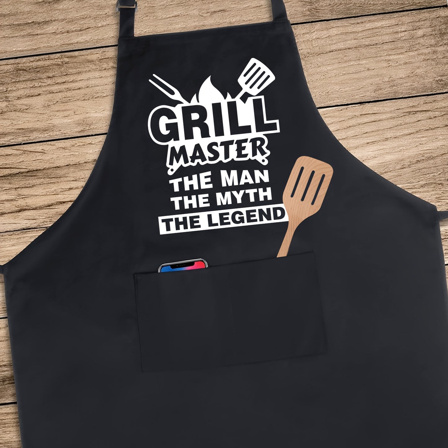 "Grill Master The Man, The Myth, The Legend” Apron – Adjustable Unisex Cooking & BBQ Apron with Pockets (23.5" x 31.5")