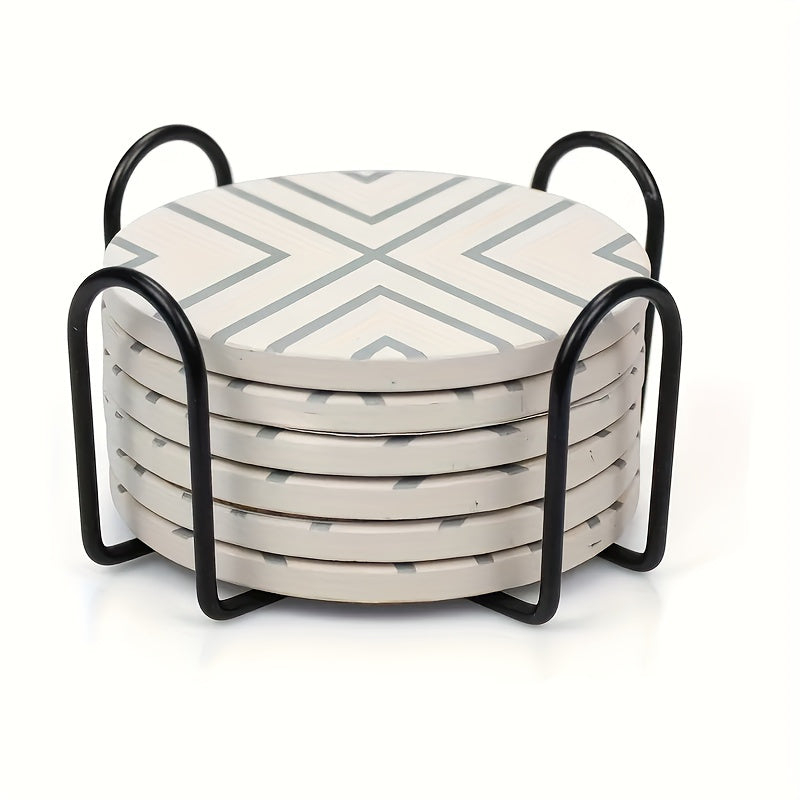 4-Pack Black Iron Coaster Holders