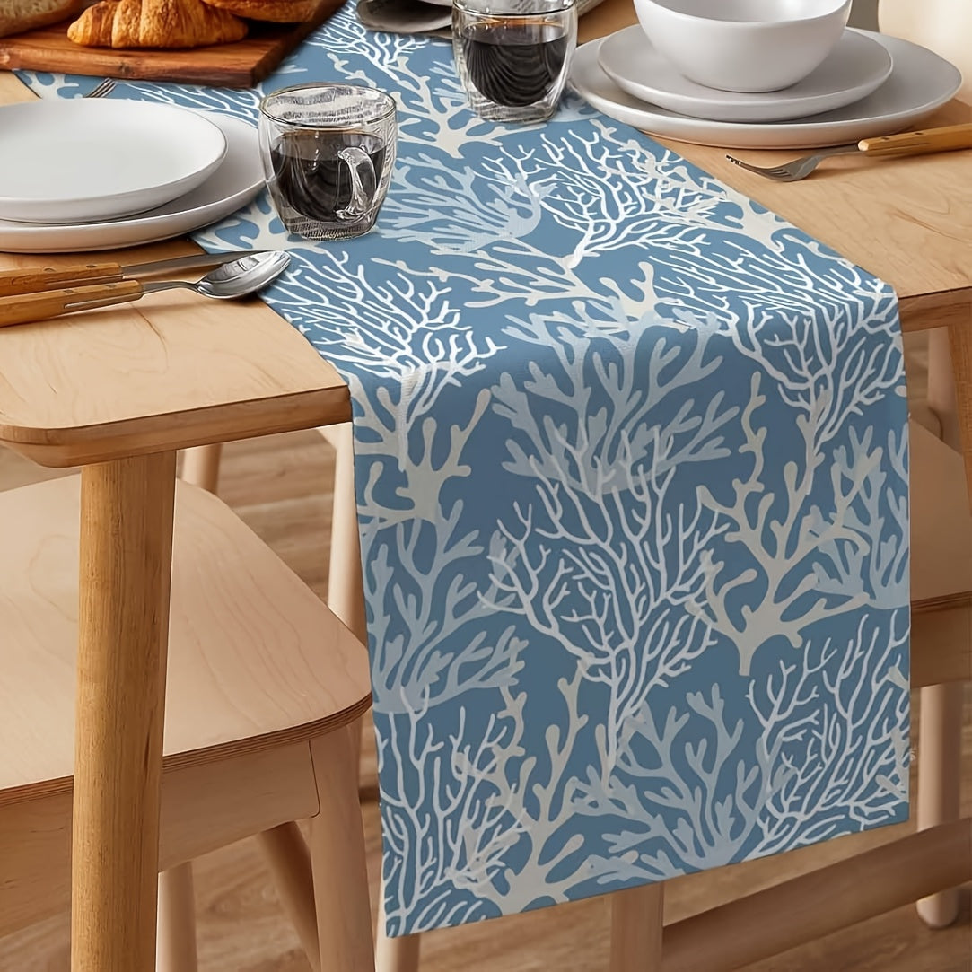 Summer Ocean Coral Table Runner – Nautical Coastal Design (13x17/72)