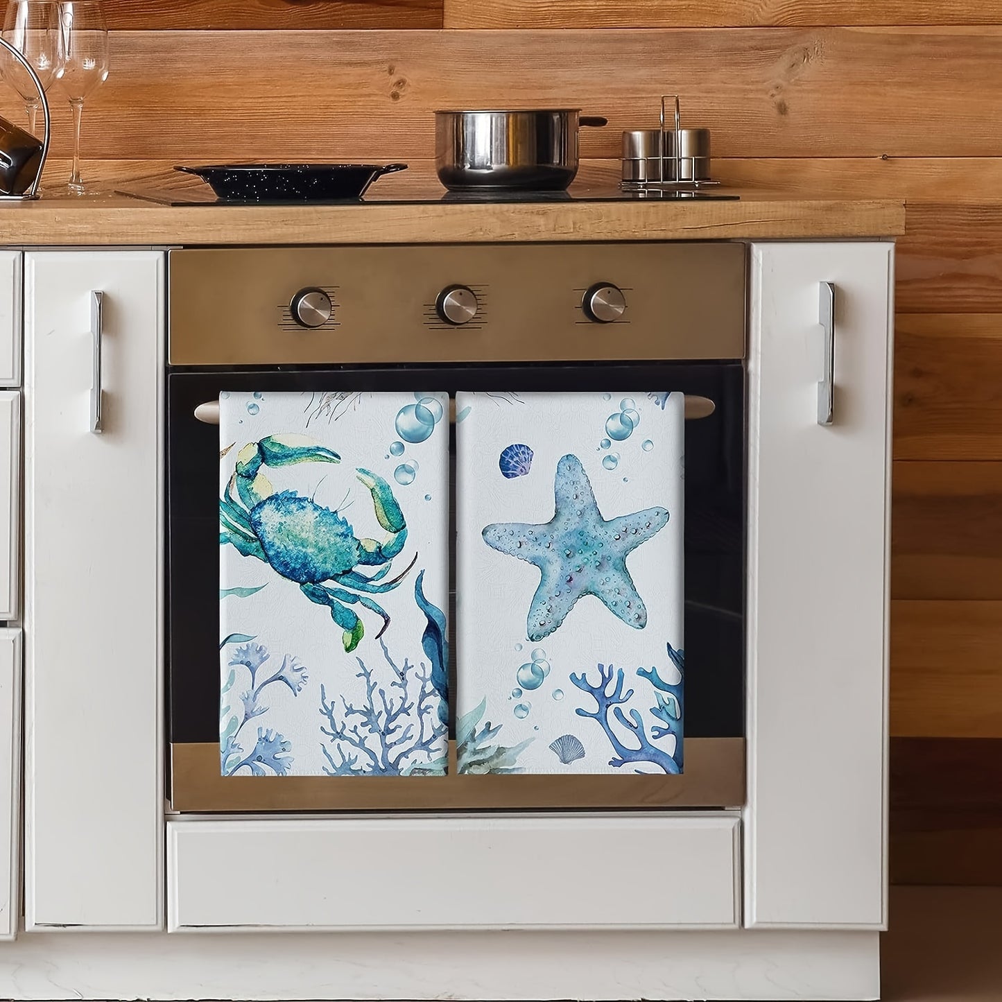Watercolor Sea Life Hand Towel Set – 6 Coordinated Designs, 18"x28"