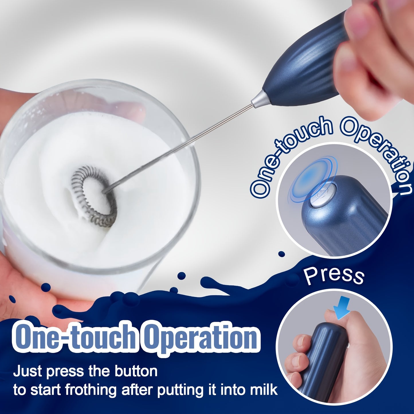 Electric Milk Frother – Portable Stainless Steel Beverage Mixer & Mini Whisk