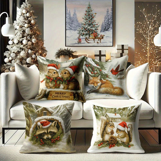Winter Animal Christmas Pillow Covers – Adorable Holiday Critters