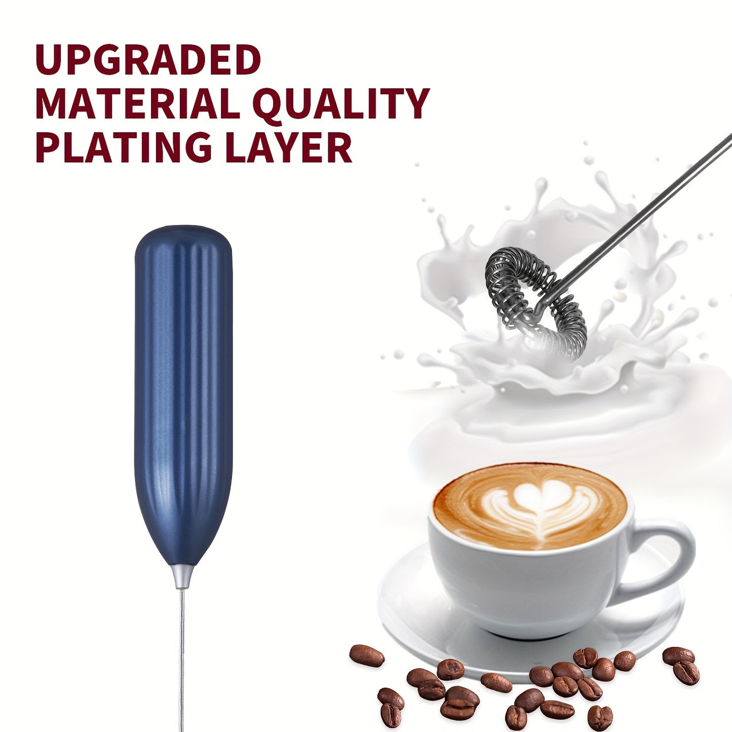 Electric Milk Frother – Portable Stainless Steel Beverage Mixer & Mini Whisk