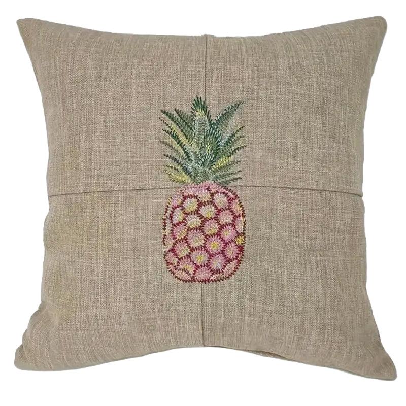 Nautical Icons Embroidered Pillow Cover – Pineapple, 18"x18"