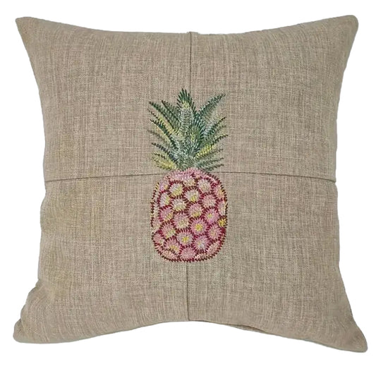 Nautical Icons Embroidered Pillow Cover – Pineapple, 18"x18"